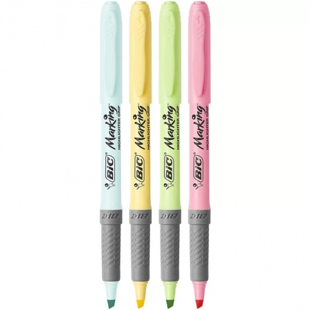 Pincel marca texto Marking Grip Pastel com 4 cores - Bic