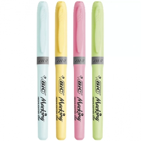 Pincel marca texto Marking Grip Pastel com 4 cores - Bic