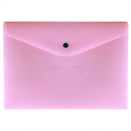 Envelope plástico com botão A4 - Linho Serena - rosa pastel - 0012.WP - Dello