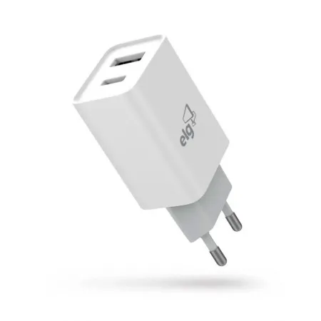 Carregador de tomada com 1 saída USB e 1 saída TIPO-C branco W124C - ELG