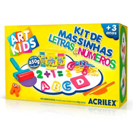 Massinha kit massa de modelar Letras e Números Art Kids 40046 - Acrilex