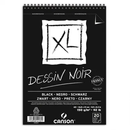 Bloco XL dessin noir black A5 150g - com 20 folhas - Canson