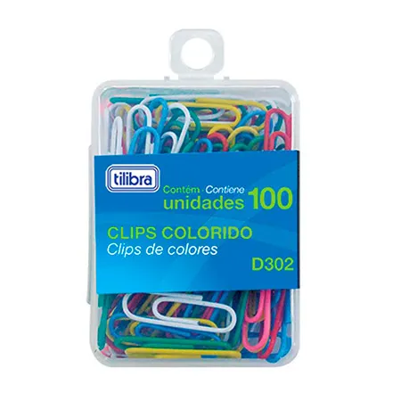 Clips colorido 2/0 com 100 unidades 288985 - Tilibra