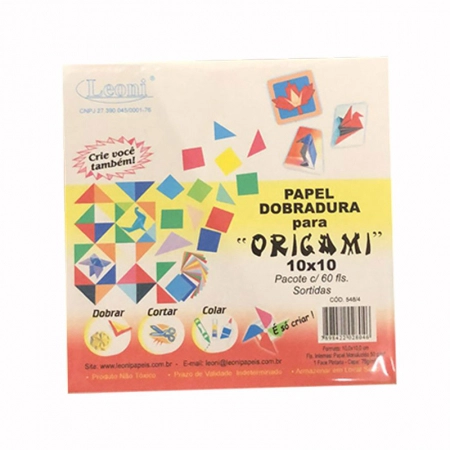 Papel origami 10x10 com 60 folhas - Leoni
