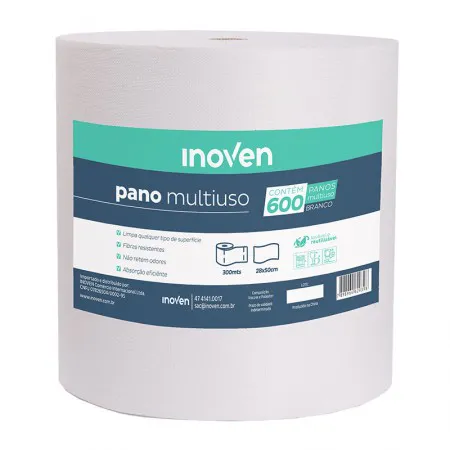 Pano multiuso perfex bobina 28x300m branco - Inoven