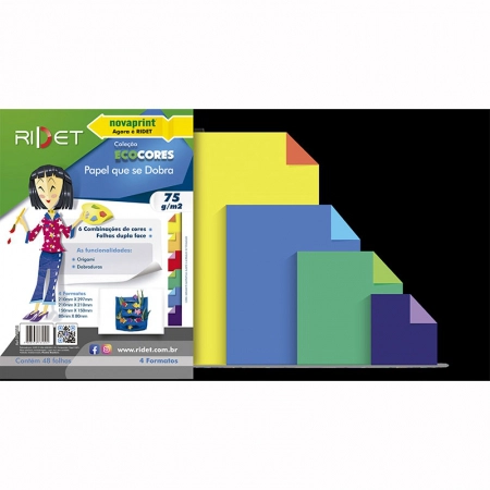 Kit de papel que dobra ecocores 75g 48fls 6 cores 010010 - Novaprint / Ridet