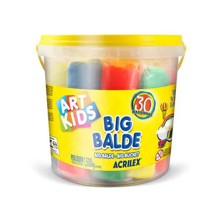 Massinha Big balde com 30 massinhas sortidas -  Art Kids - 40023 - Acrilex