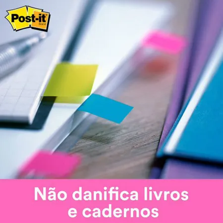 Marcador de página adesivo Post-it Flags 5 cores sortidas 12x43mm 100 folhas - 3M
