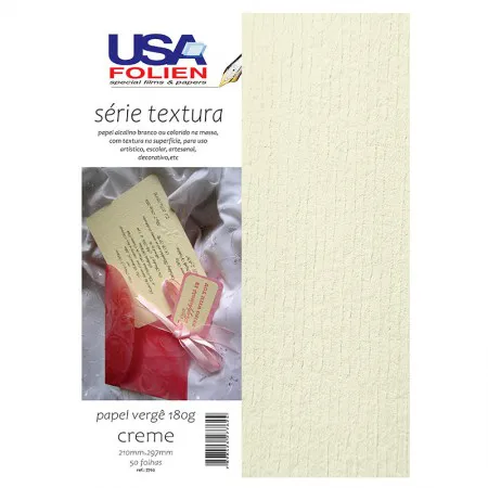 Papel vergê creme A4 180g com 50 folhas 7762 - Usa Folien