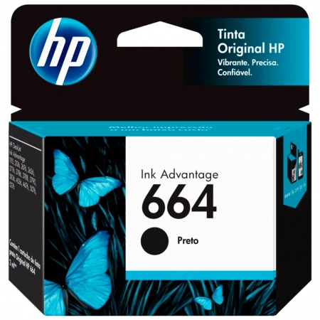 Cartucho HP 664 Original F6V29AB Preto p/ Deskjet 2136, 2676, 3776, 5076, 5276