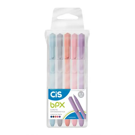 Caneta esferográfica 0.7mm BPX - com 5 cores - Cis
