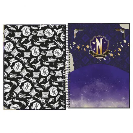 Caderno espiral capa dura universitário 10x1 160 folhas Wandinha Capa 3 - Tilibra	