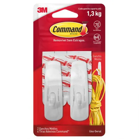 Gancho adesivo Command branco médio 2 unid H0001818113 - 3M