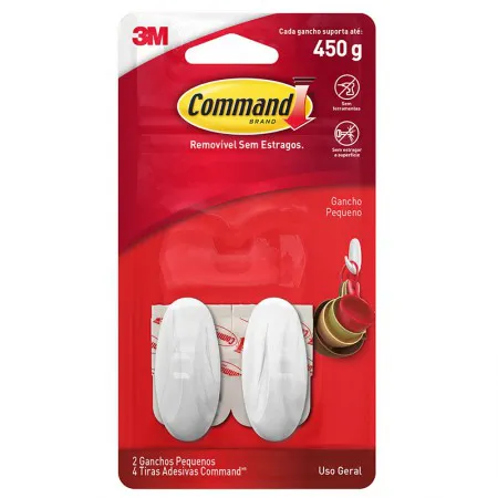 Gancho adesivo design Command branco pequeno 2 unid HB004819957 - 3M