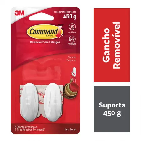 Gancho adesivo design Command branco pequeno 2 unid HB004819957 - 3M