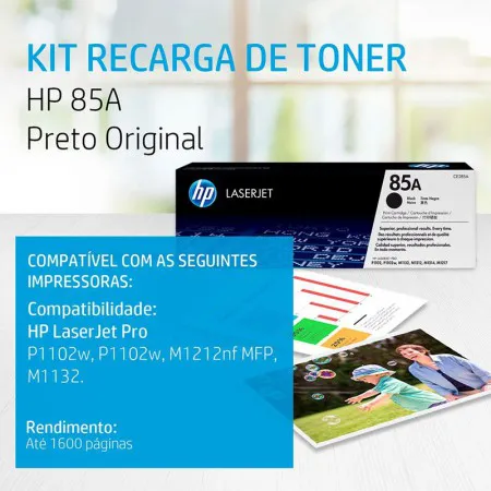 Toner HP 85A Original CE285AE Preto Dual Pack p/ Laserjet Pro P1102, P1102w, P1102w, M1212nf