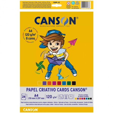 Bloco Criativo Cards A4 120g 8 cores 24fls Canson