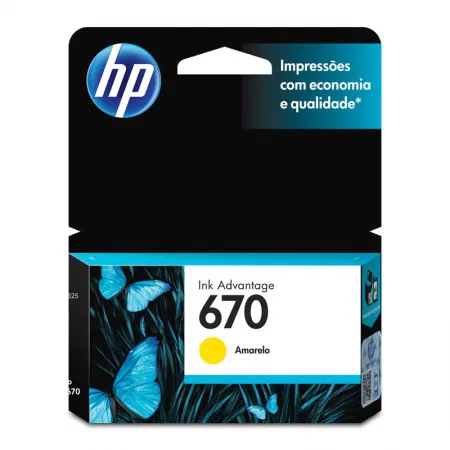 Cartucho HP 670 Original CZ116AB Amarelo p/ Deskjet 4615, 4625, 5525