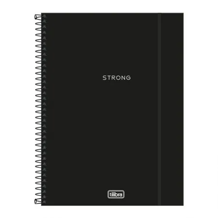 Caderno capa plástica universitário 1x1 80 folhas Neon Preto - Tilibra