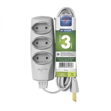 Extensão 3 tomadas 3 metros DN1469 - Daneva