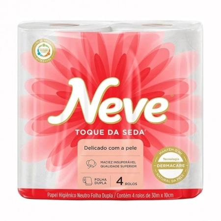 Papel higiênico folha dupla com 4 rolos - Neve