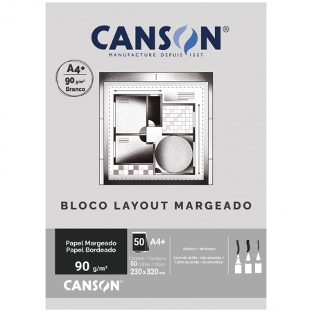 Bloco layout margeado A4+ 90g - com 50 folhas - Canson