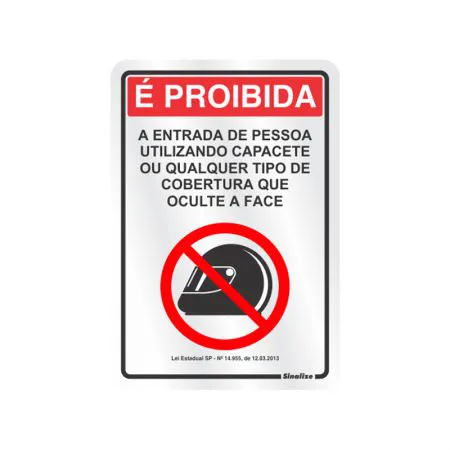 Placa de alumínio proibido uso de capacete 170SP - Sinalize