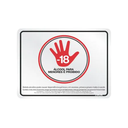 Placa de alumínio álcool para menores é proibido 190SP - Sinalize