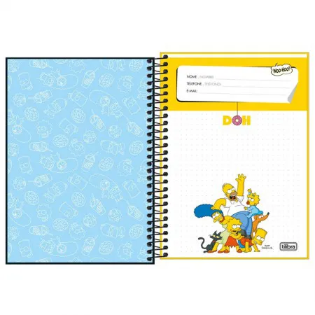 Caderno espiral capa dura 1/4 80 folhas Simpsons Capa 2 - Tilibra	