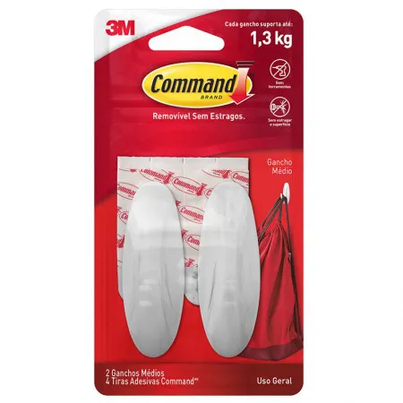 Gancho adesivo design Command branco médio 2 unid H0002040865 - 3M