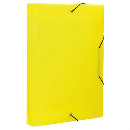 Pasta com aba elástico ofício lombo 40mm - Topline - trasnparente amarelo - 0236.A - Dello