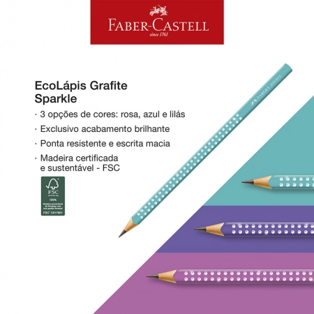 Lápis preto Sparkle Lilás triangular caixa com 12 unidades SPKLI - Faber-Castell