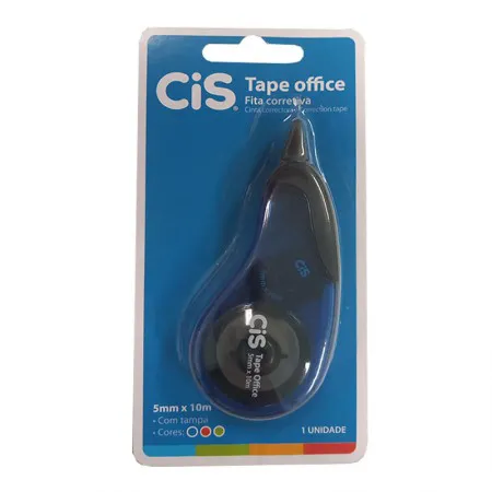 Corretivo em fita Tape Office - 5mm x 10m - Azul - Cis	