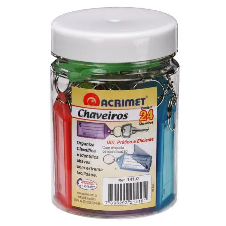 Chaveiro com etiqueta pote com 24 unidades - 141.0 - Acrimet