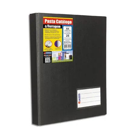 Pasta catálogo A4 1169 Preto com 25 plásticos - Chies