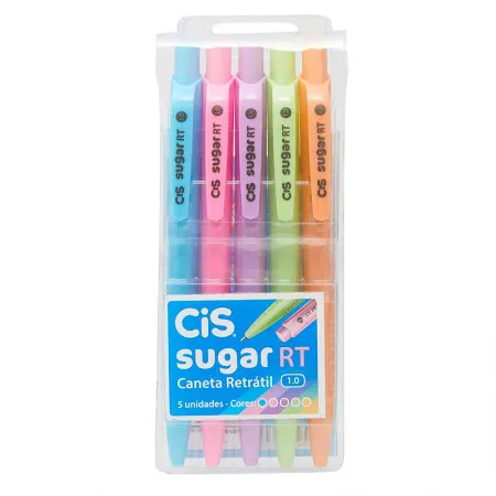 Caneta esferográfica Sugar RT - com 5 unidades - Cis
