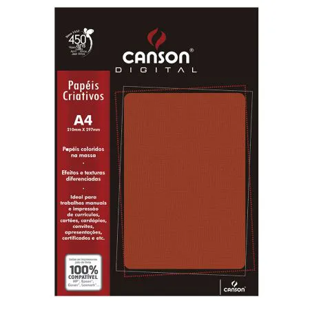 Papel textura telado A4 180g vermelho - com 15 folhas - Canson