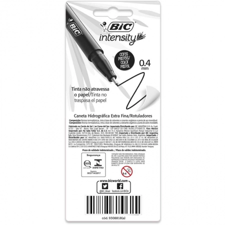 Caneta hidrográfica Intensity Ultra Fina Pastel 0.4mm com 5 unidades - Bic