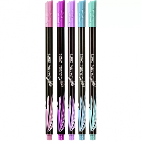 Caneta hidrográfica Intensity Ultra Fina Pastel 0.4mm com 5 unidades - Bic