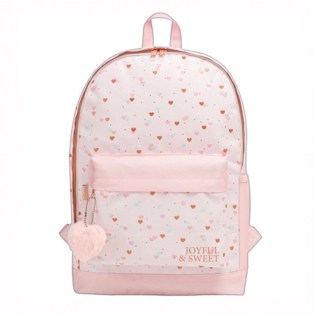 Mochila escolar grande sem roda - 339041 - Académie Coração Metalizado Rosa - Tilibra