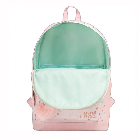 Mochila escolar grande sem roda - 339041 - Académie Coração Metalizado Rosa - Tilibra