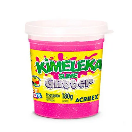 Kimeleka Slime Art Kids com glitter 180g Rosa 208 - Acrilex