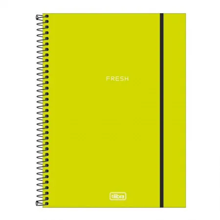 Caderno capa plástica universitário 10x1 160 folhas Neon Verde Limão - Tilibra