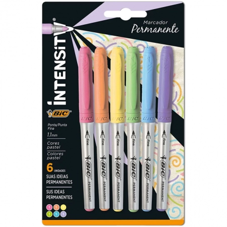Pincel marcador permanente Marking Paradise Pastel com 6 cores 891855 - Bic